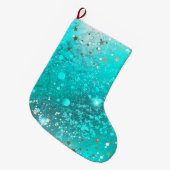 Folie Mint Turquoise Achtergrond Grote Kerstsok (Voorkant (Hangend))