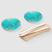 Folie Mint Turquoise Achtergrond Handwaaier (Niet-gemonteerd)