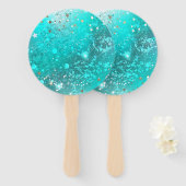 Folie Mint Turquoise Achtergrond Handwaaier (Voorkant en achterkant)