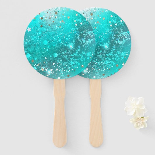 Folie Mint Turquoise Achtergrond Handwaaier (Voorkant en achterkant)