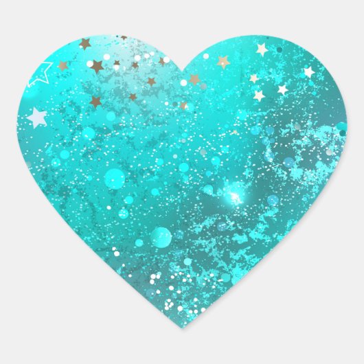 Folie Mint Turquoise Achtergrond Hart Sticker (Voorkant)