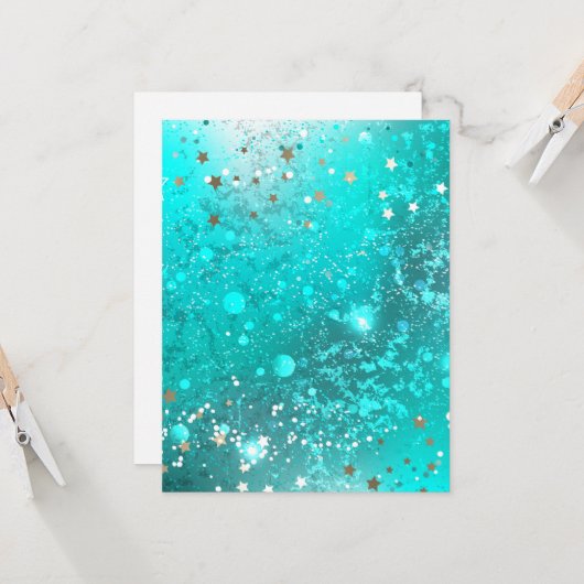 Folie Mint Turquoise Achtergrond Kaart (Voorkant / Achterkant in situ)