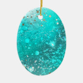 Folie Mint Turquoise Achtergrond Keramisch Ornament (Voorkant)
