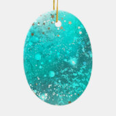 Folie Mint Turquoise Achtergrond Keramisch Ornament (Achterkant)