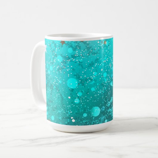 Folie Mint Turquoise Achtergrond Koffiemok (Voorkant links)
