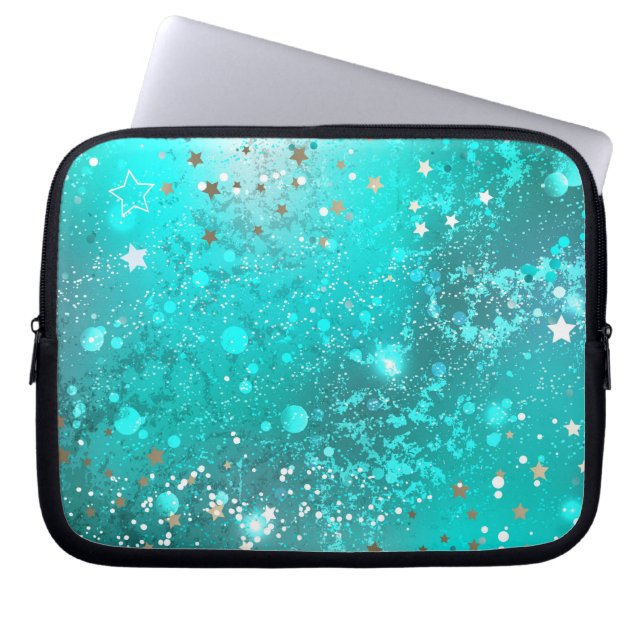 Folie Mint Turquoise Achtergrond Laptop Sleeve (Voorkant)