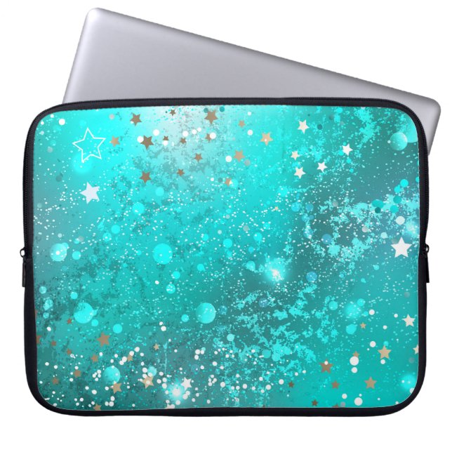Folie Mint Turquoise Achtergrond Laptop Sleeve (Voorkant)