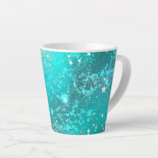 Folie Mint Turquoise Achtergrond Latte Mok (Rechterhoek)
