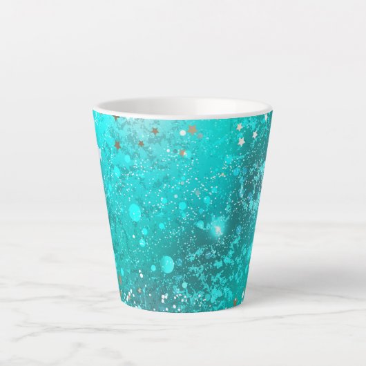 Folie Mint Turquoise Achtergrond Latte Mok (Voorkant)