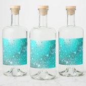 Folie Mint Turquoise Achtergrond Likeurfles Etiket (Flessen)