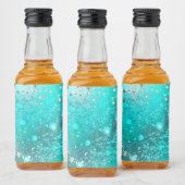 Folie Mint Turquoise Achtergrond Likeurfles Etiket (Flessen)