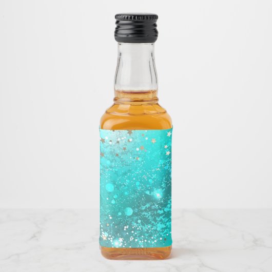 Folie Mint Turquoise Achtergrond Likeurfles Etiket (Voorkant)