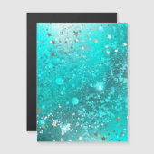 Folie Mint Turquoise Achtergrond Magnetische Uitnodiging (Voorkant / Achterkant)