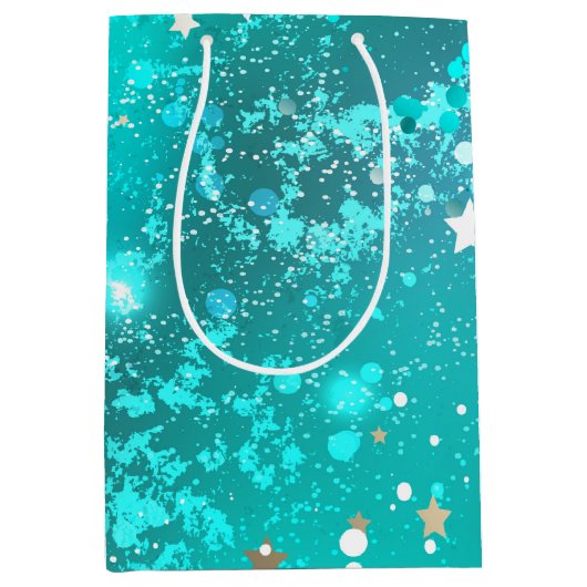 Folie Mint Turquoise Achtergrond Medium Cadeauzakje (Voorkant)