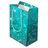 Folie Mint Turquoise Achtergrond Medium Cadeauzakje (Achterkant Gekanteld)