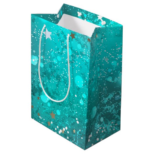 Folie Mint Turquoise Achtergrond Medium Cadeauzakje (Achterkant Gekanteld)