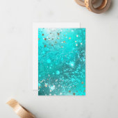 Folie Mint Turquoise Achtergrond Notitiekaartje (Voorkant / Achterkant in situ)