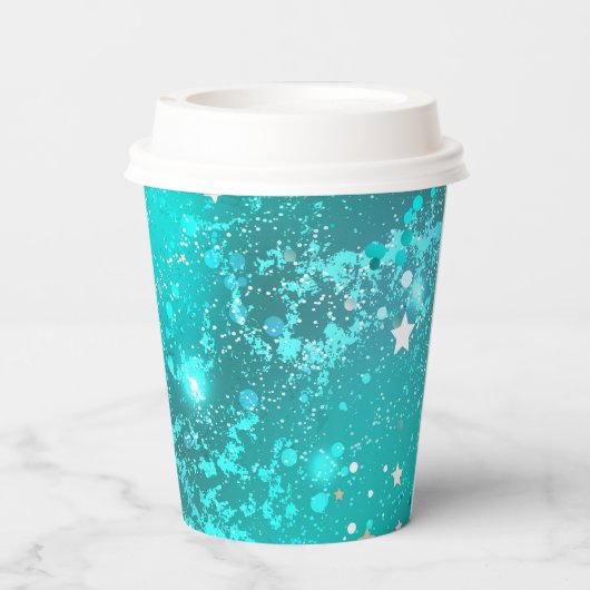 Folie Mint Turquoise Achtergrond Papieren Bekers (Achterkant)