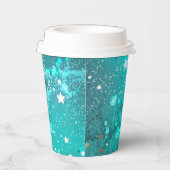 Folie Mint Turquoise Achtergrond Papieren Bekers (Rechts)