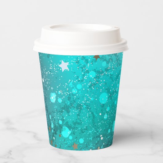 Folie Mint Turquoise Achtergrond Papieren Bekers (Voorkant)