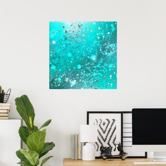 Folie Mint Turquoise Achtergrond Poster (Thuiskantoor)