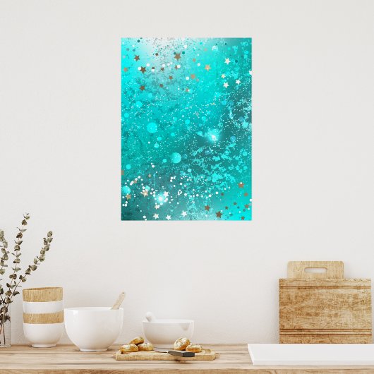 Folie Mint Turquoise Achtergrond Poster (Keuken)
