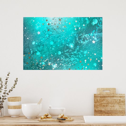 Folie Mint Turquoise Achtergrond Poster (Keuken)