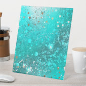 Folie Mint Turquoise Achtergrond Reclamebord Met Voetstuk (Insitu)