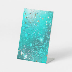 Folie Mint Turquoise Achtergrond Reclamebord Met Voetstuk