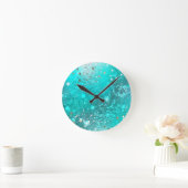Folie Mint Turquoise Achtergrond Ronde Klok (Huis)