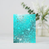 Folie Mint Turquoise Achtergrond Save The Date (Staand voorkant)