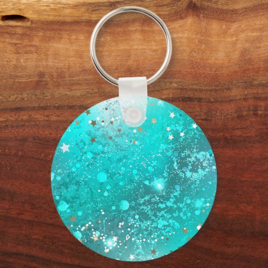 Folie Mint Turquoise Achtergrond Sleutelhanger (Voorkant)
