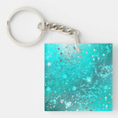 Folie Mint Turquoise Achtergrond Sleutelhanger (voorkant)
