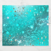 Folie Mint Turquoise Achtergrond Sparkling Wijnetiket (Enkel label)