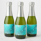 Folie Mint Turquoise Achtergrond Sparkling Wijnetiket (Flessen)