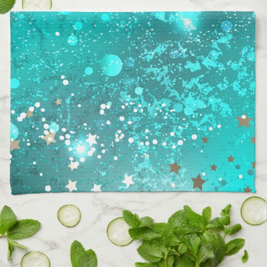 Folie Mint Turquoise Achtergrond Theedoek (Gevouwen)