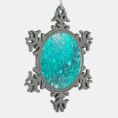 Folie Mint Turquoise Achtergrond Tin Sneeuwvlok Ornament (Links)