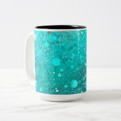 Folie Mint Turquoise Achtergrond Tweekleurige Koffiemok (Voorkant links)