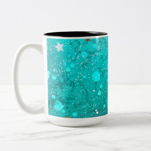 Folie Mint Turquoise Achtergrond Tweekleurige Koffiemok (Links)