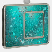 Folie Mint Turquoise Achtergrond Verzilverd Omlijst Ornament (Rechts)
