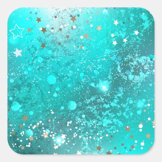Folie Mint Turquoise Achtergrond Vierkante Sticker (Voorkant)