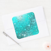 Folie Mint Turquoise Achtergrond Vierkante Sticker (Envelop)
