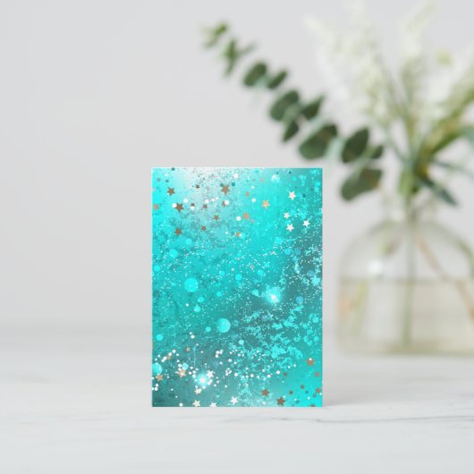Folie Mint Turquoise Achtergrond Visitekaartje (Staand voorkant)