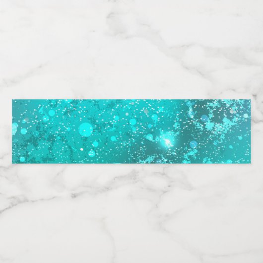 Folie Mint Turquoise Achtergrond Waterfles Etiket (Enkel label)