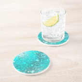 Folie Mint Turquoise Achtergrond Zandsteen Onderzetter (Zijkant)