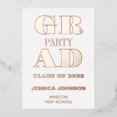 FOLIE MODERN AFSTUDEERDER PARTIJ FOLIE UITNODIGING (Voorkant)