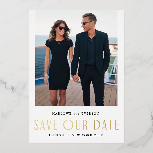 Folie Modern Elegance Photo Save the Date Kaart (Voorkant)