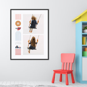 Folie Moderne Regenboog Monogram Fotocollage Kunst Folie Afdrukken