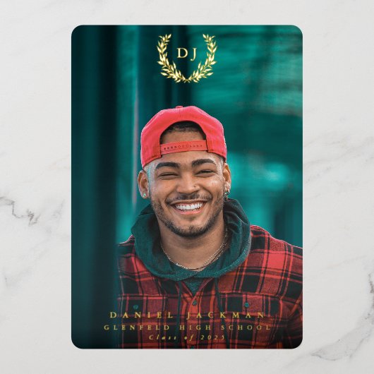 Folie Monogram 2 Foto Afstuderen Aankondiging (Voorkant)