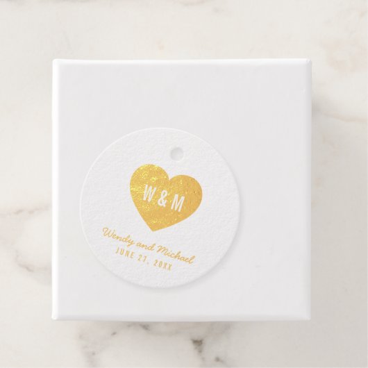 Folie Monogram Heart Wedding Bedankjes Labels (Met doos)